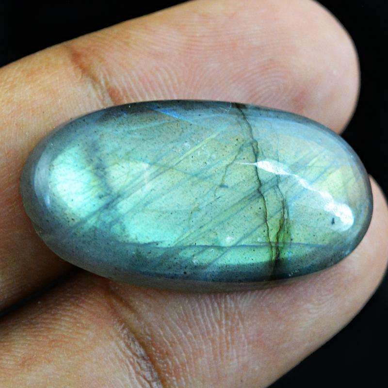 gemsmore:Natural Blue Flash Labradorite Gemstone - Unheated Oval Shape
