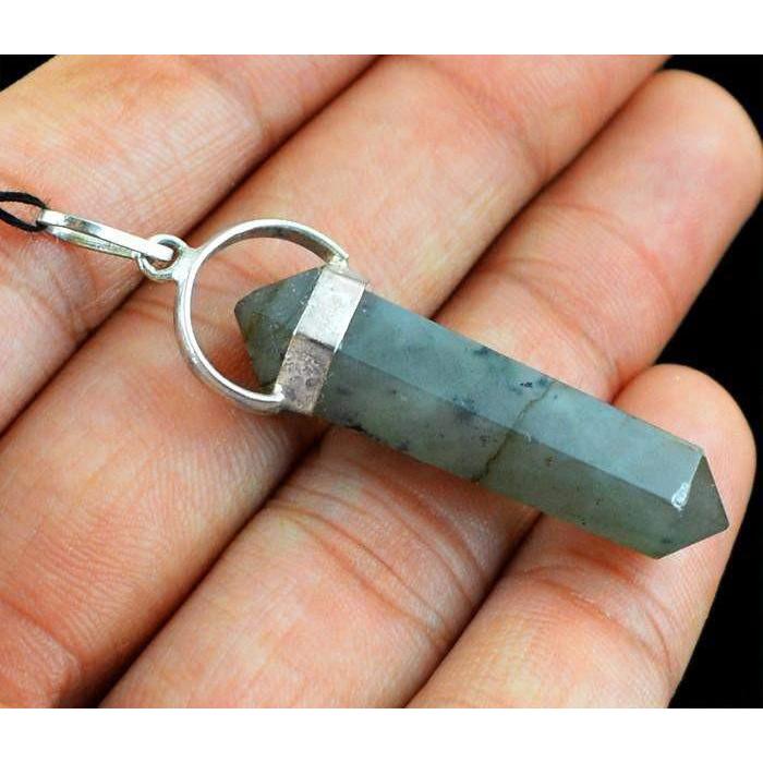 gemsmore:Natural Blue Flash Labradorite Healing Point Pendant