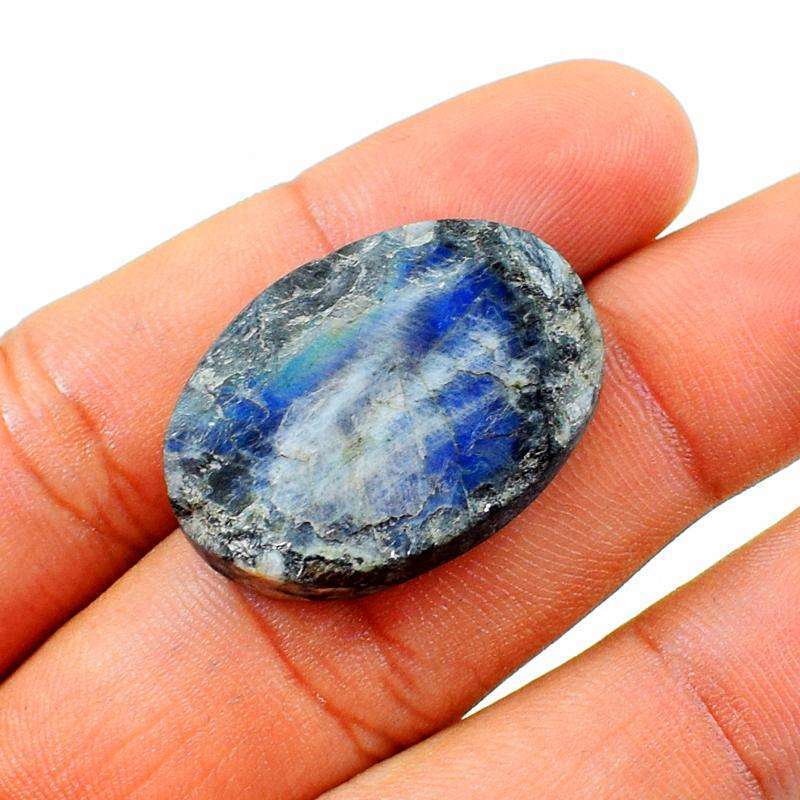 gemsmore:Natural Blue Flash Labradorite Oval Shape Loose Gemstone