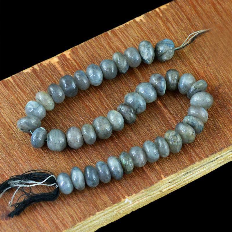 gemsmore:Natural Blue Flash Labradorite Round Shape Beads Strand