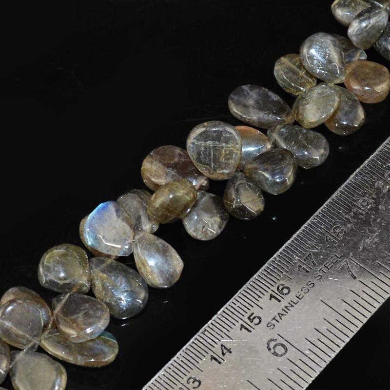 gemsmore:Natural Blue Flash Labradorite Untreated Beads Strand
