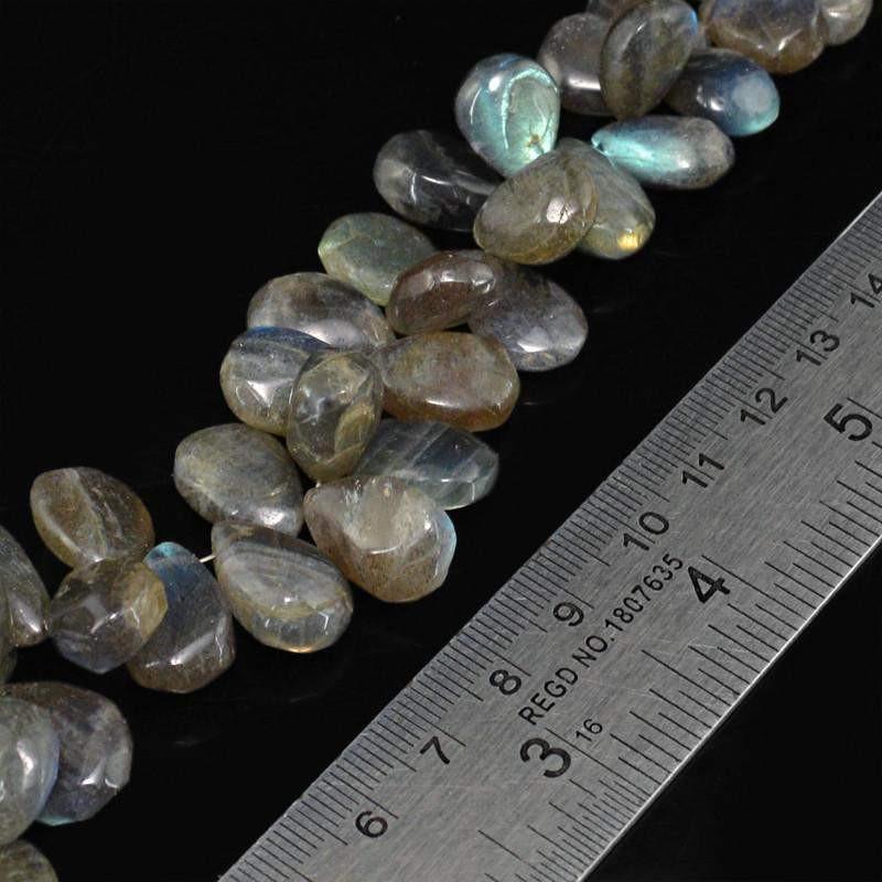 gemsmore:Natural Blue Flash Labradorite Untreated Beads Strand