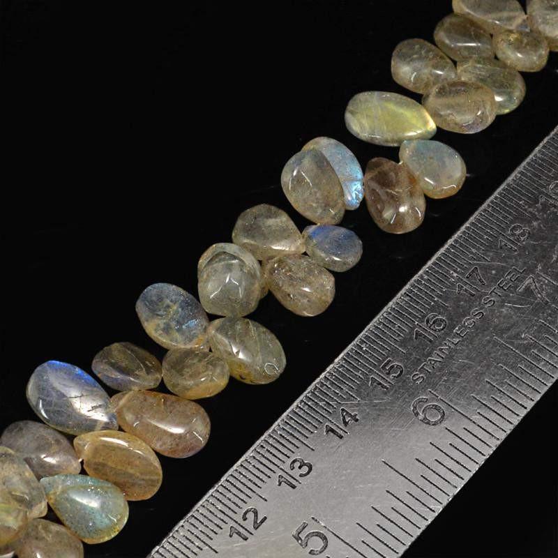 gemsmore:Natural Blue Flash Labradorite Untreated Beads Strand
