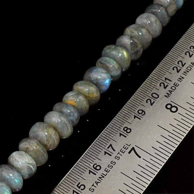 gemsmore:Natural Blue Flash Labradorite Untreated Beads Strand