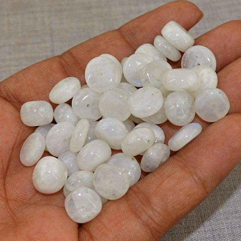 gemsmore:Natural Blue Flash Moonstone Beads Lot- Drilled Round Shape