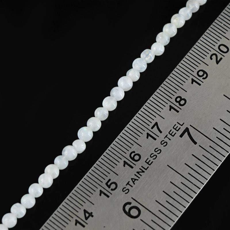 gemsmore:Natural Blue Flash Moonstone Drilled Round Beads Strand