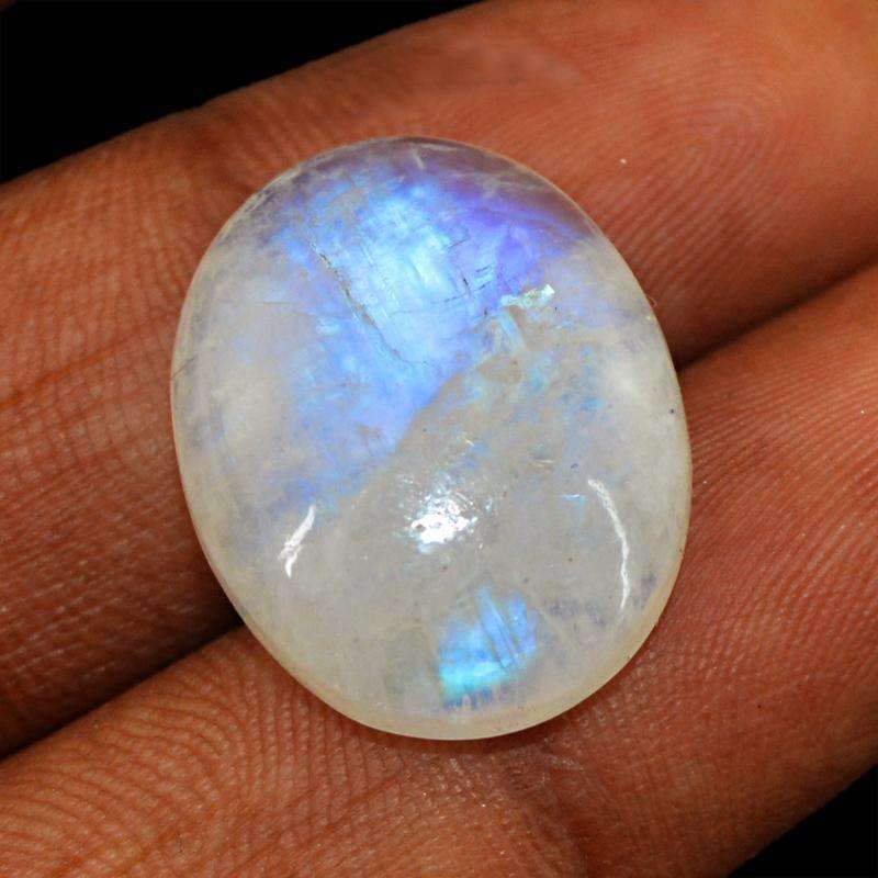 gemsmore:Natural Blue Flash Moonstone Loose Oval Shape
