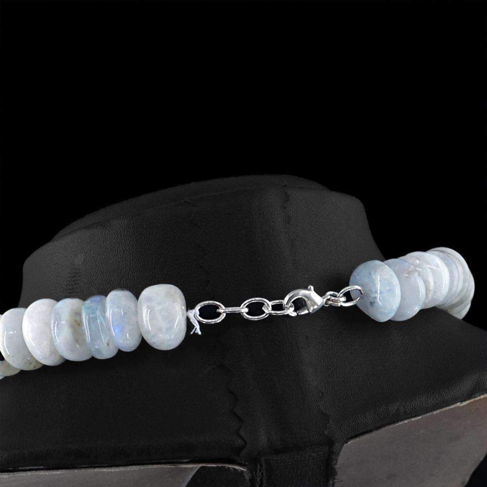 gemsmore:Natural Blue Flash Moonstone Necklace 20 Inches Long Unheated Round Beads