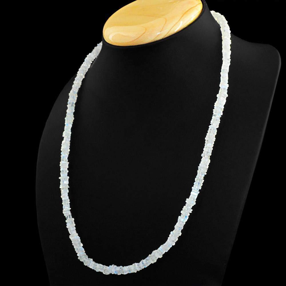 gemsmore:Natural Blue Flash Moonstone Necklace Untreated Beads