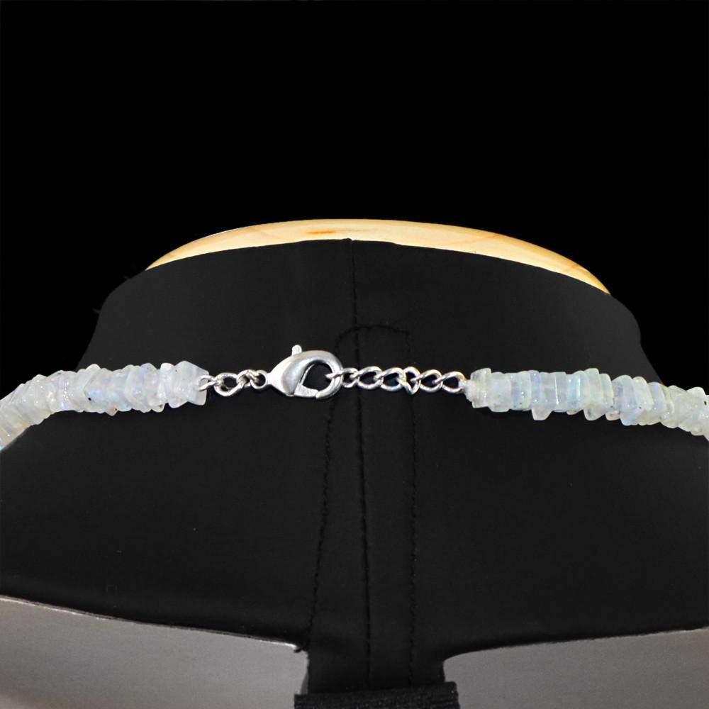 gemsmore:Natural Blue Flash Moonstone Necklace Untreated Beads