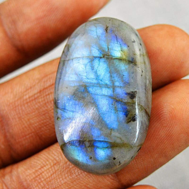 gemsmore:Natural Blue Flash Oval Shape Labradorite Gemstone