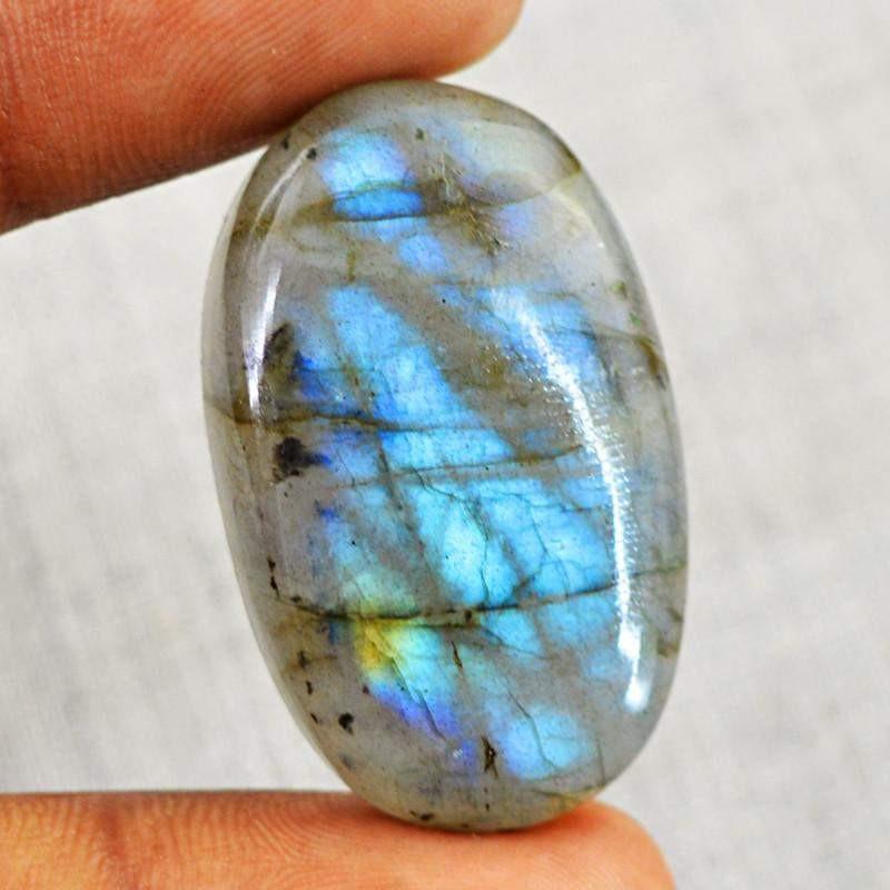 gemsmore:Natural Blue Flash Oval Shape Labradorite Gemstone