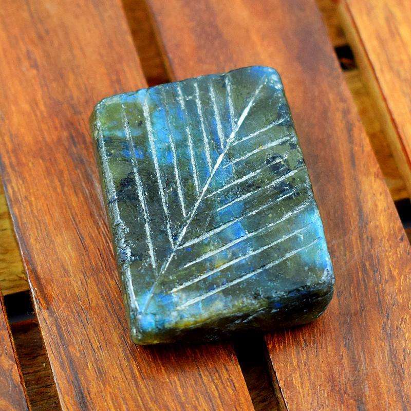 gemsmore:Natural Blue Flash Rectangular Shape Labradorite Loose Gemstone