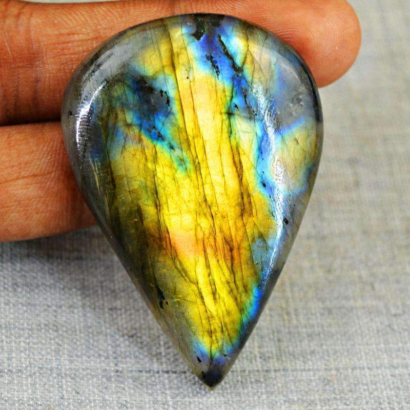 gemsmore:Natural Blue & Golden Flash Labradorite Gemstone - Pear Shape