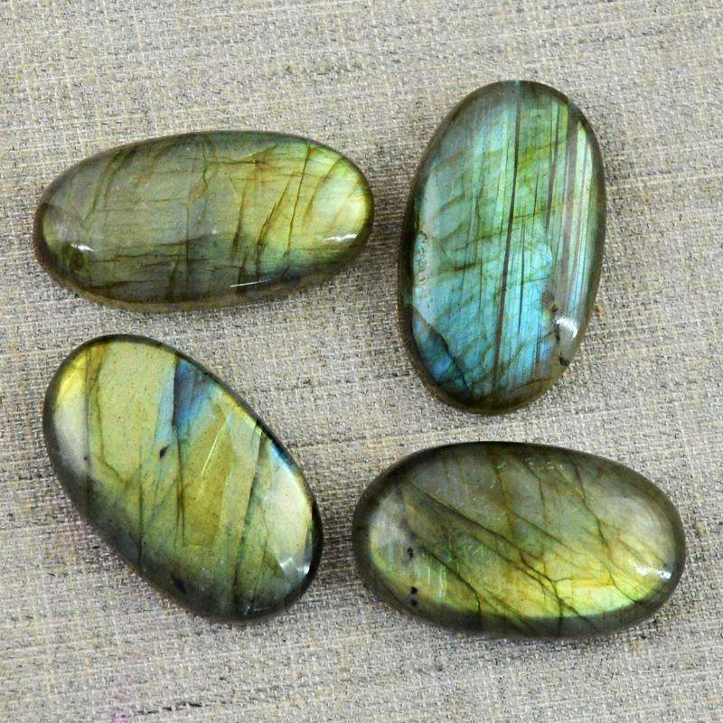gemsmore:Natural Blue & Golden Flash Labradorite Gemstone Lot Oval Shape