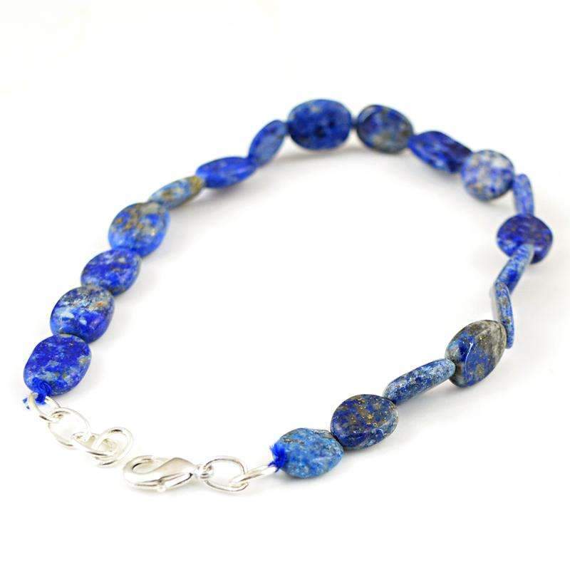 gemsmore:Natural Blue Lapis Lazuli Beads Bracelet - Oval Shape Beads