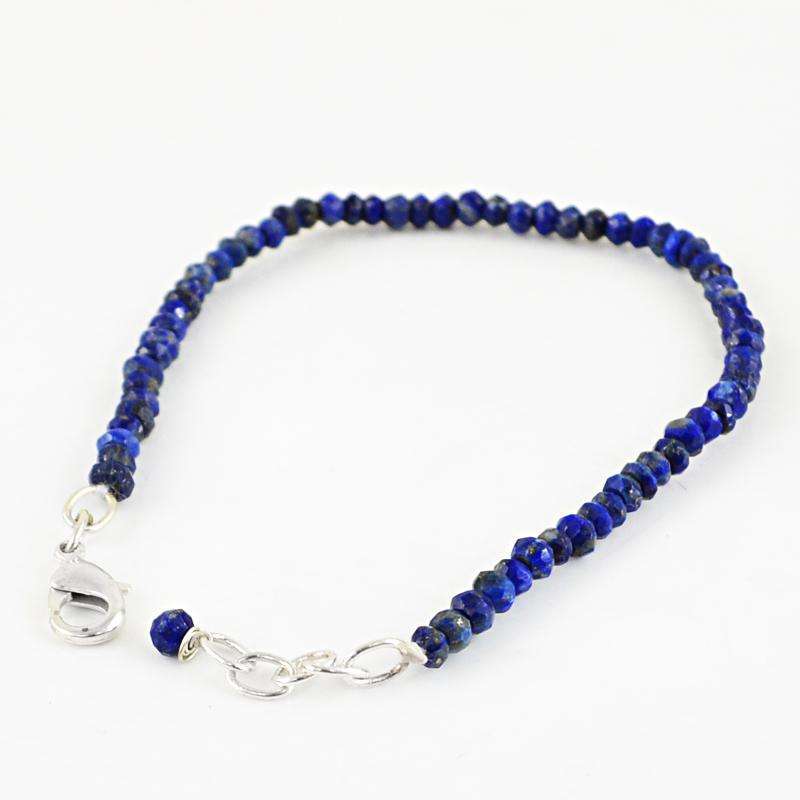 gemsmore:Natural Blue Lapis Lazuli Bracelet Faceted Round Shape Beads