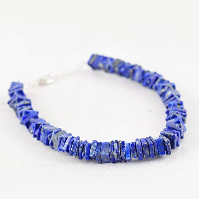 gemsmore:Natural Blue Lapis Lazuli Bracelet Genuine Beads
