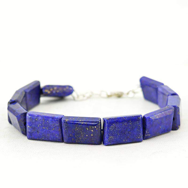 gemsmore:Natural Blue Lapis Lazuli Bracelet Genuine Beads