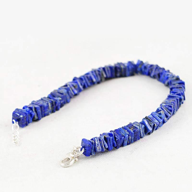 gemsmore:Natural Blue Lapis Lazuli Bracelet Unheated Beads
