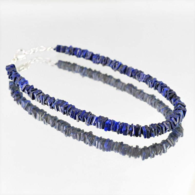 gemsmore:Natural Blue Lapis Lazuli Bracelet Untreated Beads