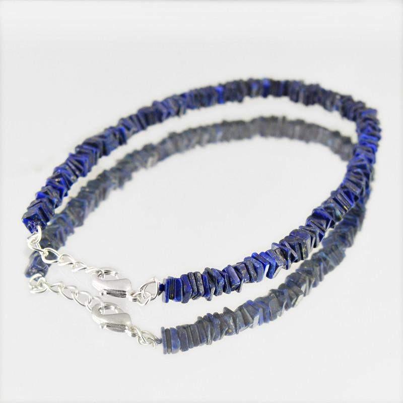 gemsmore:Natural Blue Lapis Lazuli Bracelet Untreated Beads