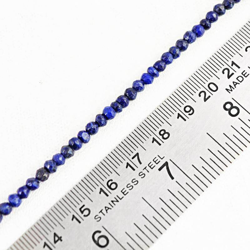 gemsmore:Natural Blue Lapis Lazuli Faceted Round Beads Strand
