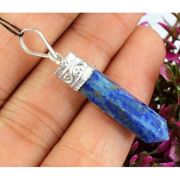 gemsmore:Natural Blue Lapis Lazuli Healing Point Pendant