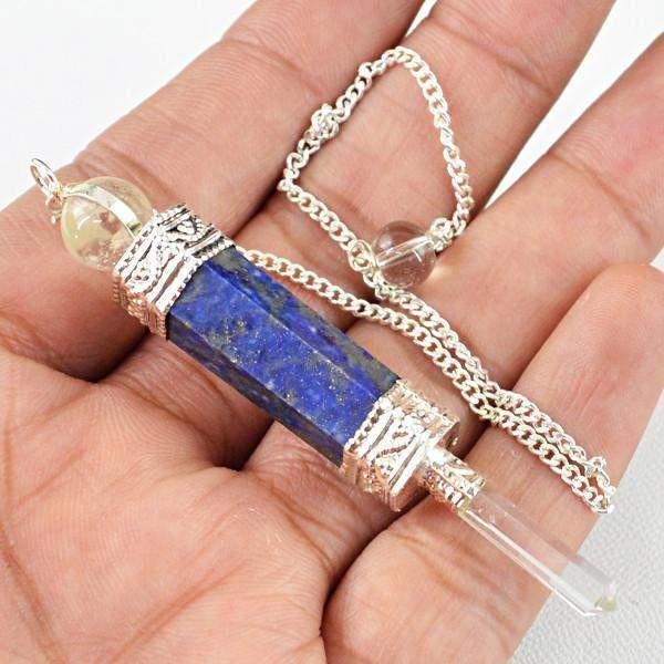 gemsmore:Natural Blue Lapis Lazuli Healing Point Pendulum
