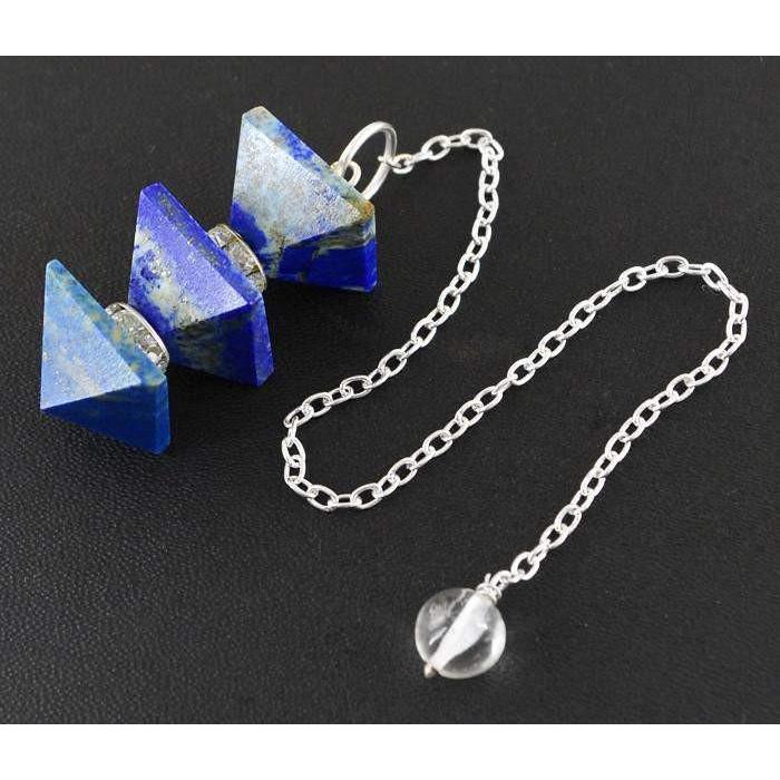 gemsmore:Natural Blue Lapis Lazuli Healing Pyramid Pendulum
