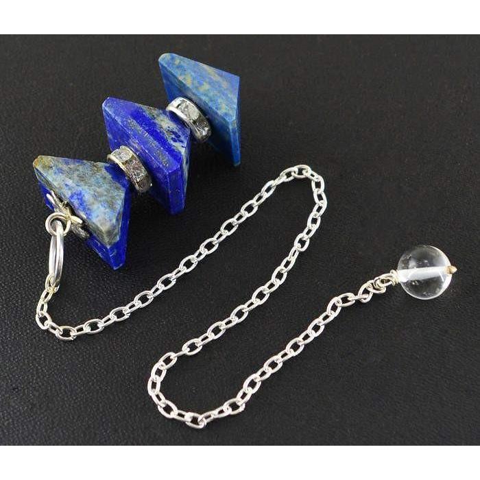 gemsmore:Natural Blue Lapis Lazuli Healing Pyramid Pendulum