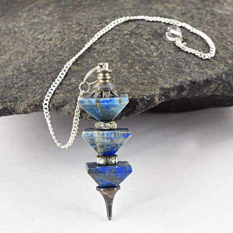gemsmore:Natural Blue Lapis Lazuli Healing Pyramid Pendulum