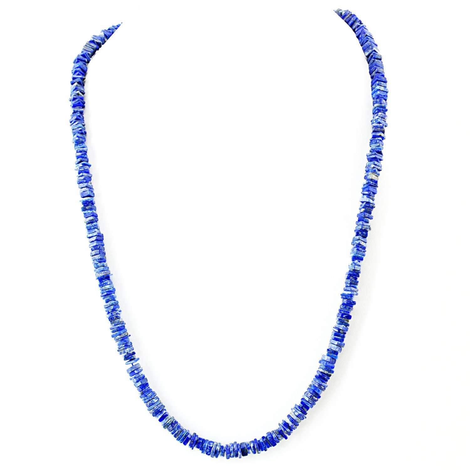 gemsmore:Natural Blue Lapis Lazuli Necklace 20 Inches Long Untreated Beads