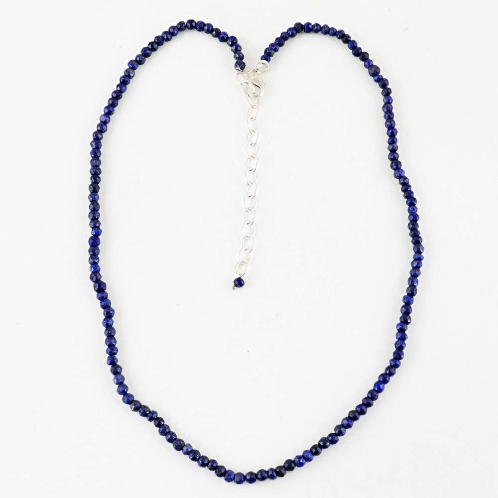 gemsmore:Natural Blue Lapis Lazuli Necklace Faceted Round Beads