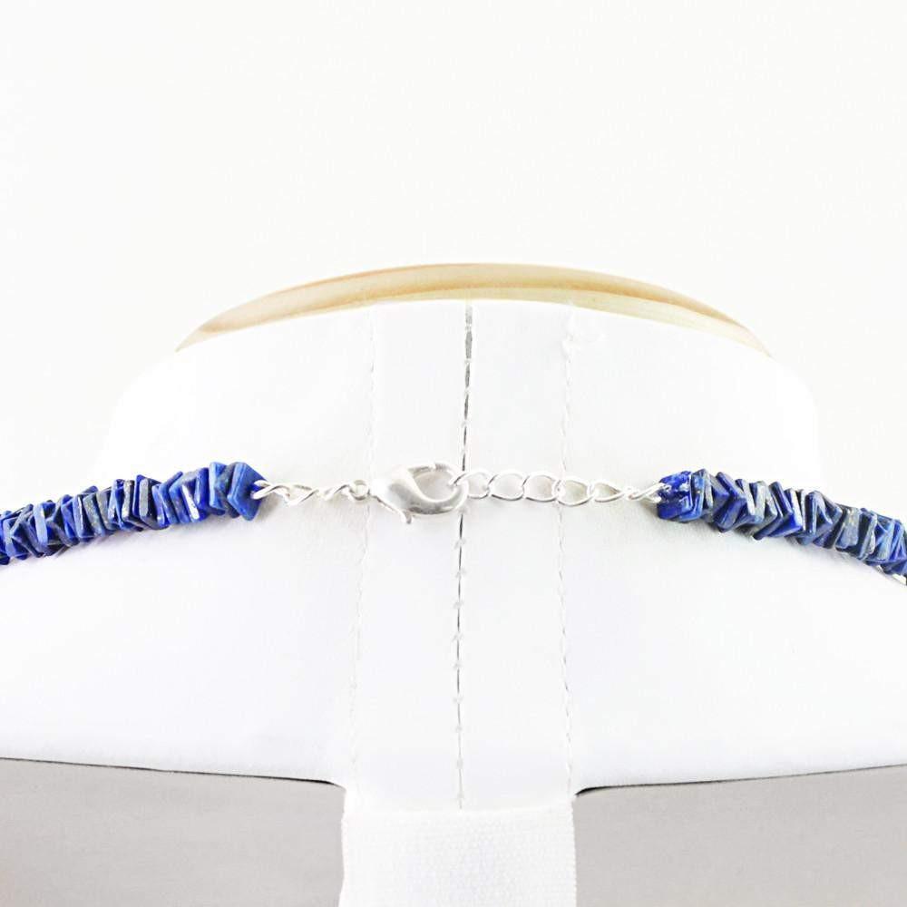 gemsmore:Natural Blue Lapis Lazuli Necklace Untreated Beads