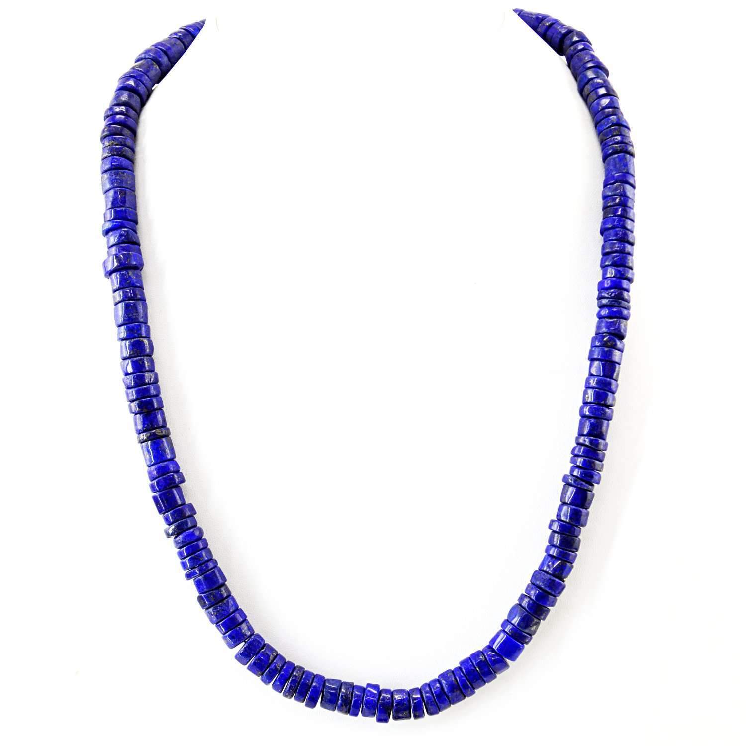 gemsmore:Natural Blue Lapis Lazuli Necklace Untreated Round Shape Beads