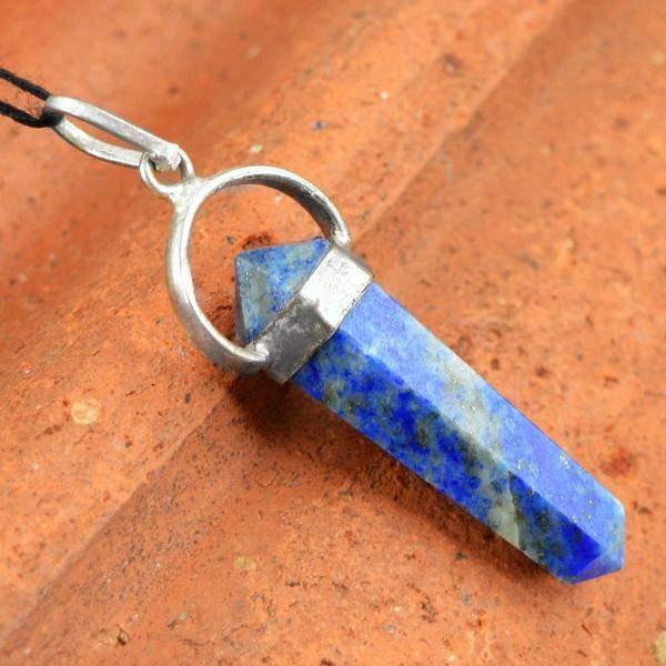 gemsmore:Natural Blue Lapis Lazuli Reiki Healing Point Pendant