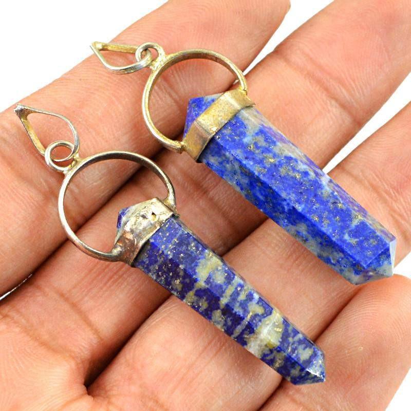 gemsmore:Natural Blue Lapis Lazuli Untreated Healing Point Pendant Lot