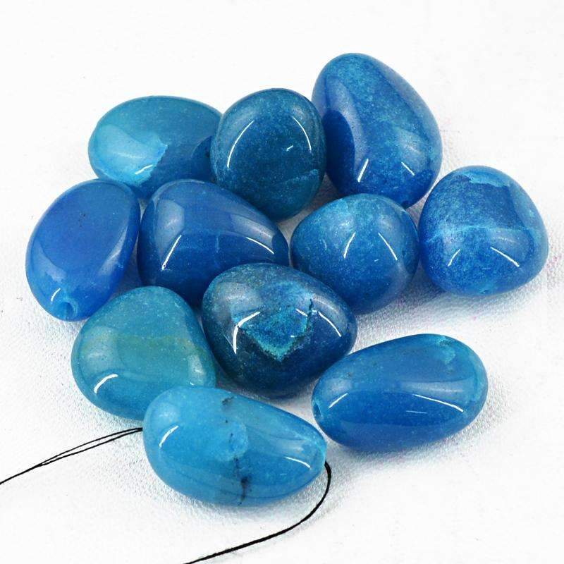 gemsmore:Natural Blue Onyx Beads Lot - Drilled
