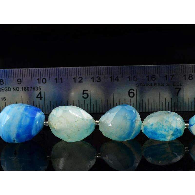 gemsmore:Natural Blue Onyx Beads Strand Faceted Drilled