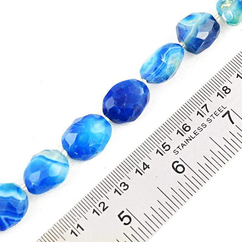 gemsmore:Natural Blue Onyx Drilled Beads Strand - Faceted