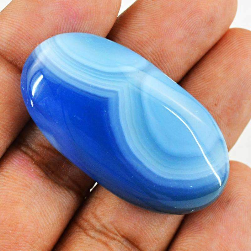 gemsmore:Natural Blue Onyx Gemstone - Oval Shape