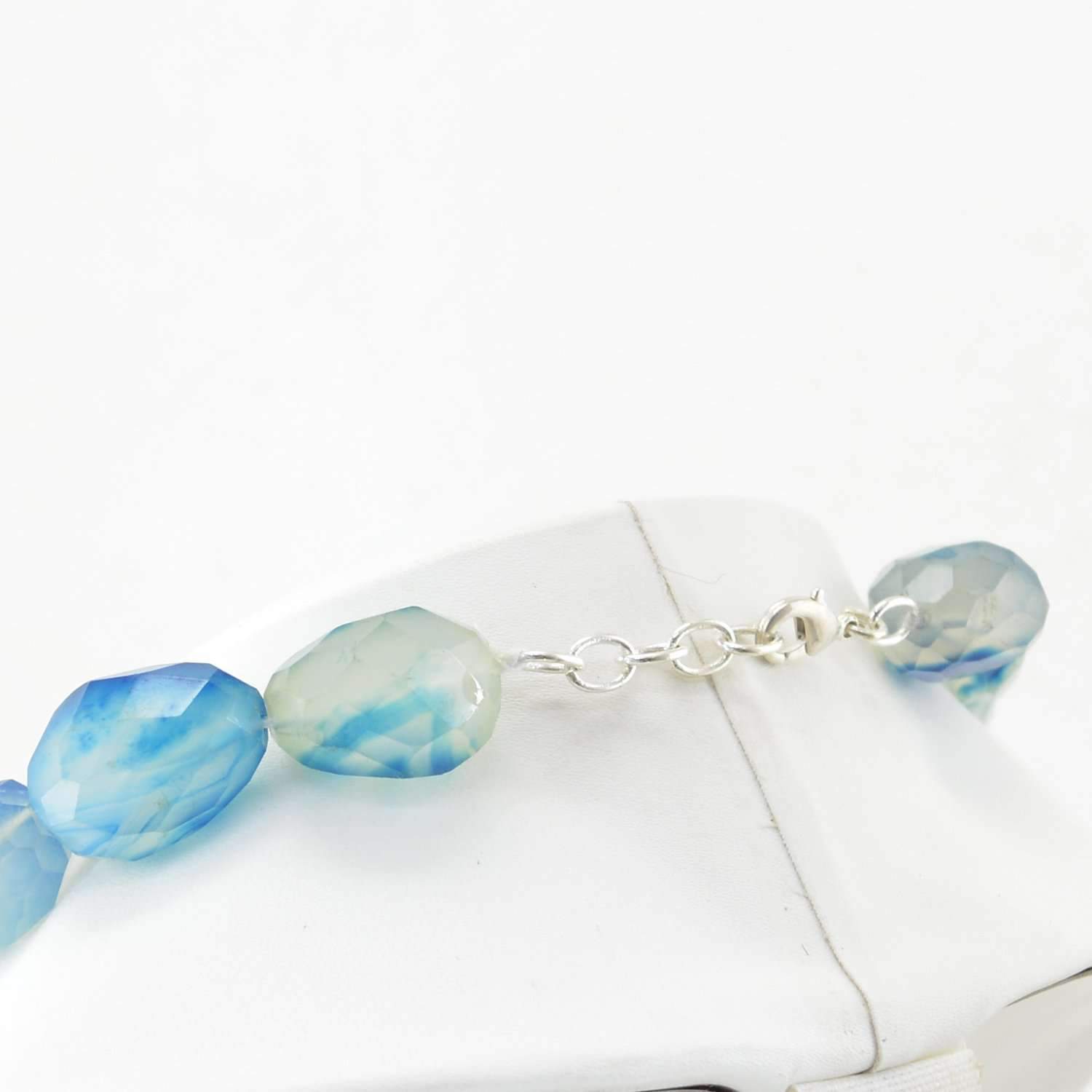 gemsmore:Natural Blue Onyx Necklace 20 Inches Long Untreated Faceted Beads