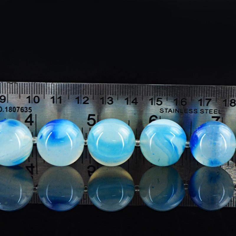 gemsmore:Natural Blue Onyx Round Shape Beads Strand