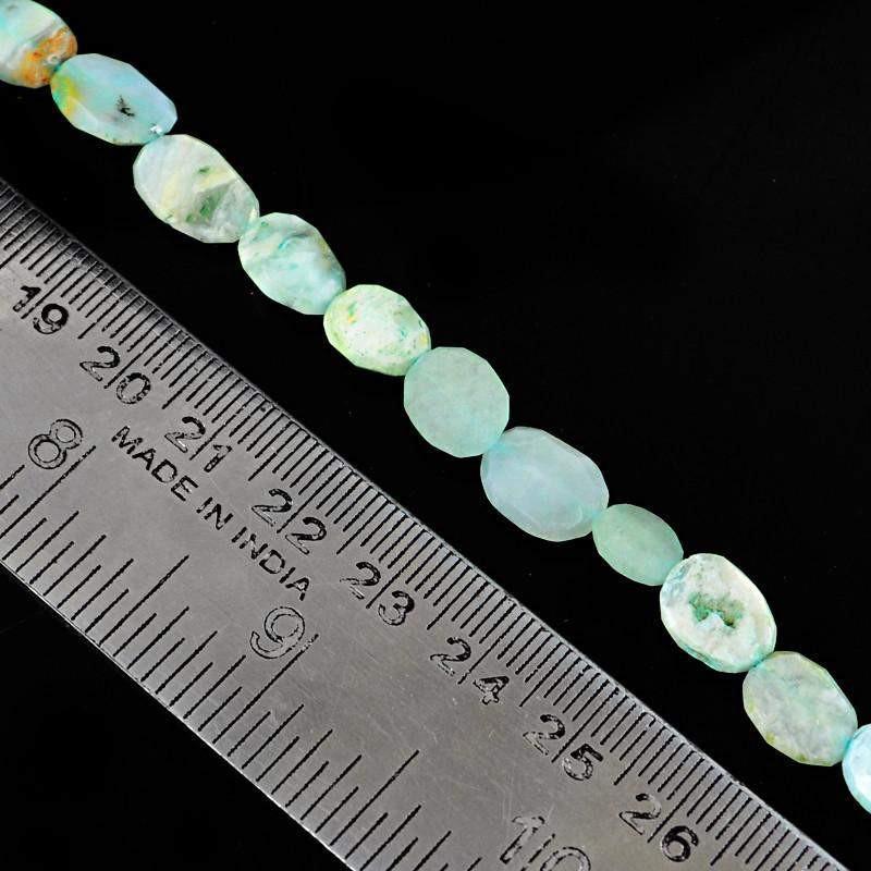 gemsmore:Natural Blue Peruvian Opal Drilled Beads Strand
