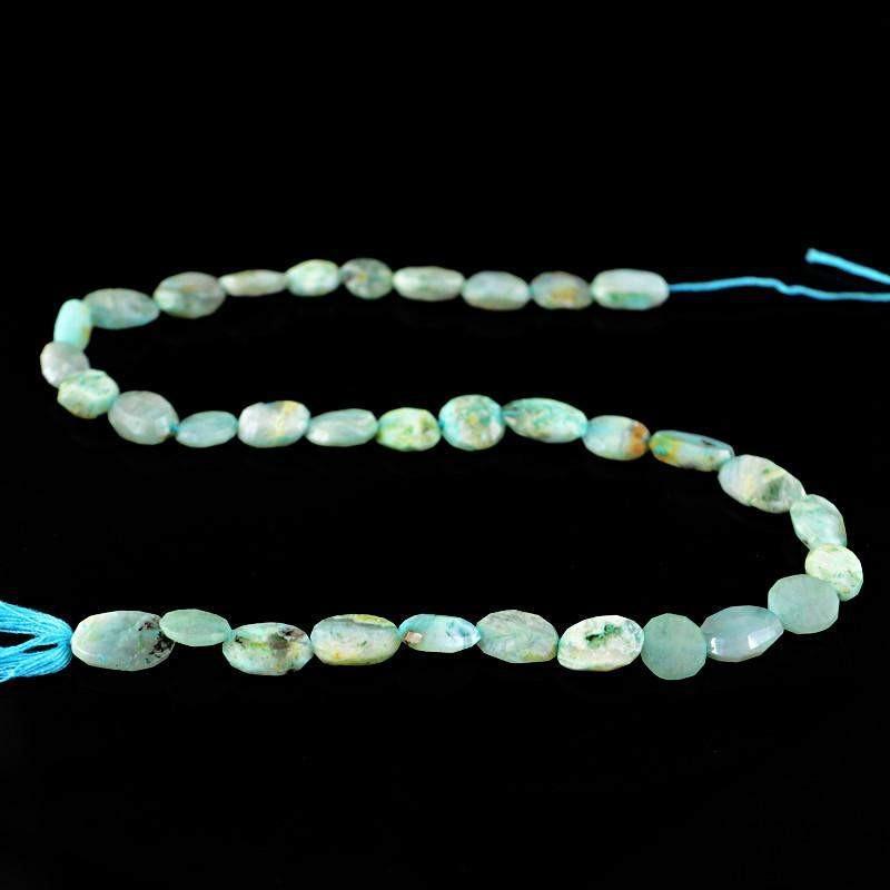 gemsmore:Natural Blue Peruvian Opal Drilled Beads Strand