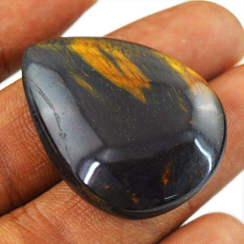 gemsmore:Natural Blue Power Tiger Eye Pear Shape Gemstone