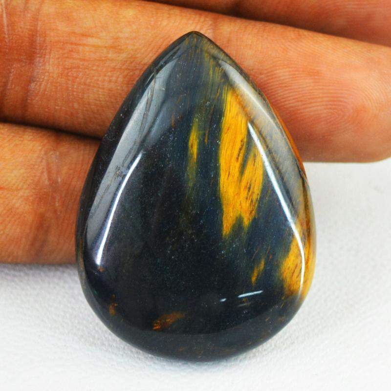 gemsmore:Natural Blue Power Tiger Eye Pear Shape Gemstone