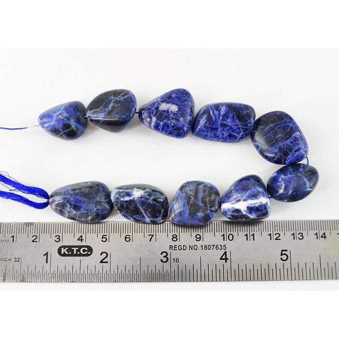 gemsmore:Natural Blue Sodalite Beads Strand - Drilled