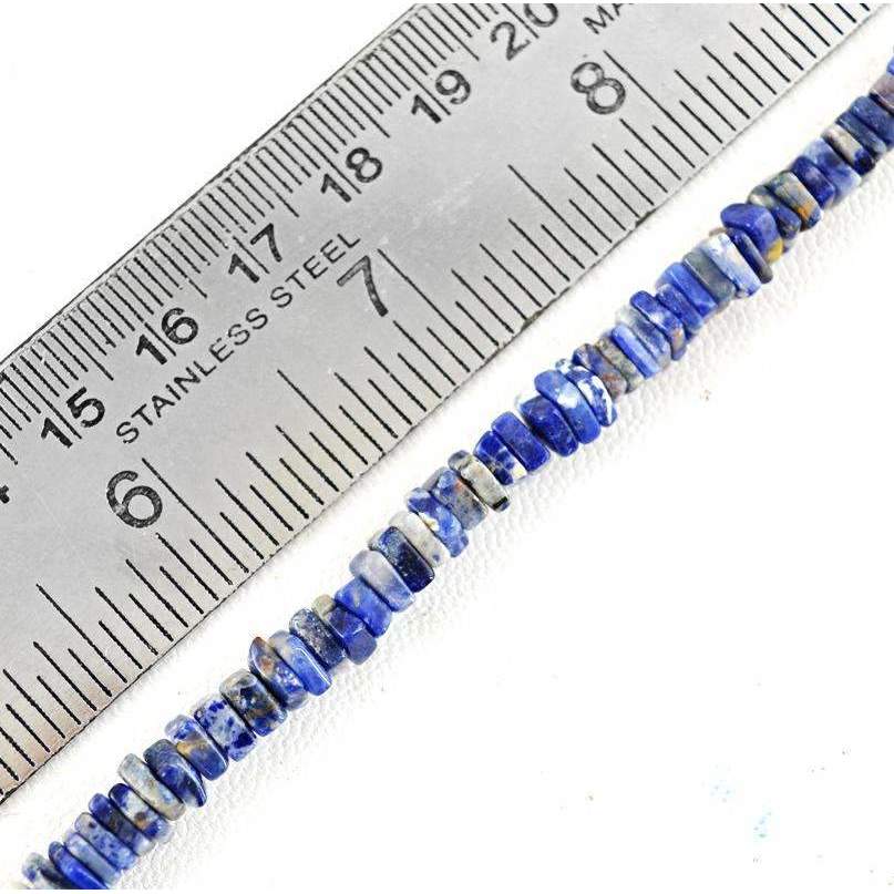 gemsmore:Natural Blue Sodalite Beads Strand - Drilled